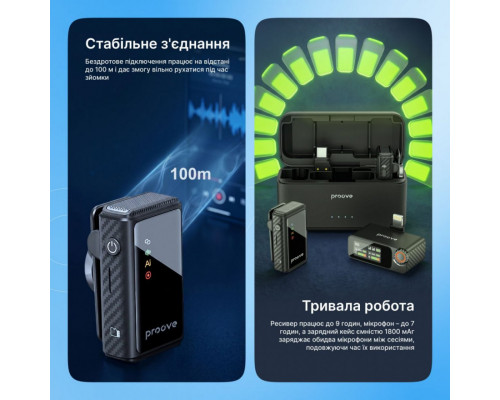Бездротовий петличний мікрофон Proove Forum Pro Black (PFWM00000201)
