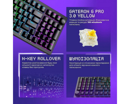 Бездротова клавіатура Proove Gaming Slicker Pro (Ukraine Layout) White/Purple (WKSLP0022417)