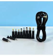 Кабель живлення для ноутбука 100W Type-C to DC 5.5х2.5 з набором перехідників 10 в 1 Black
