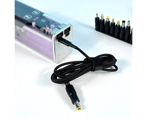 Кабель живлення для ноутбука 100W Type-C to DC 5.5х2.5 з набором перехідників 10 в 1 Black