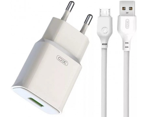 Мережевий зарядний пристрій XO L92D QC3.0 18W Micro Cable