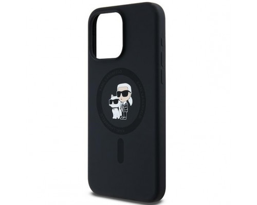 Чехол Karl Lagerfeld Silicone Karl & Choupette Ring для iPhone 15|14|13 Black with MagSafe (KLHMP15SSCMKCRHK)