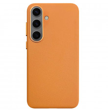 Чехол Leather Case для Samsung S25 Orange (AAA)