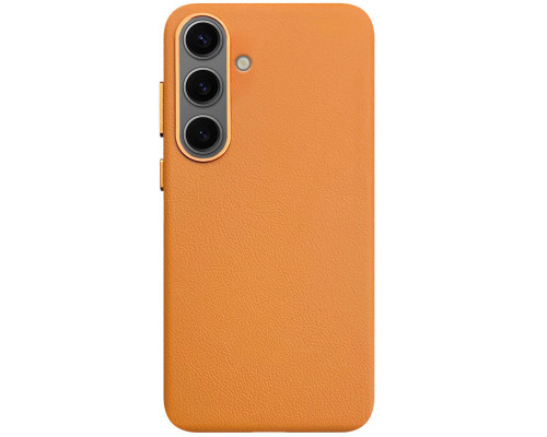 Чехол Leather Case для Samsung S25 Orange (AAA)