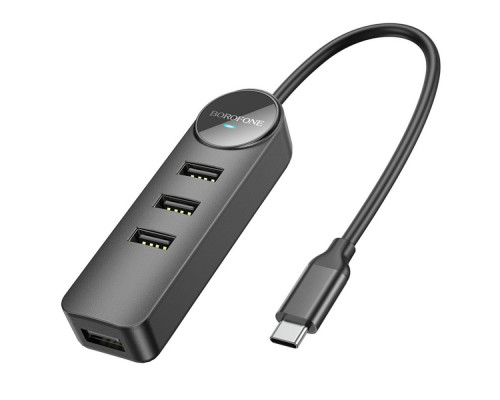Type-C HUB Borofone DH5 Erudite 4-in-1 Type-C to USB2.0*4 0.2m Black