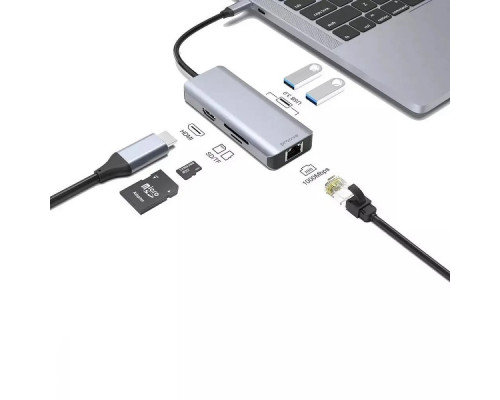 Type-C HUB Proove Iron Link 6in1 2USB+SD/TF+RJ45+HDMI (HBI700010004)