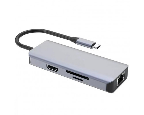 Type-C HUB Proove Iron Link 6in1 2USB+SD/TF+RJ45+HDMI (HBI700010004)