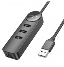 USB HUB Borofone DH6 USB-3USB+RJ45 1.2m