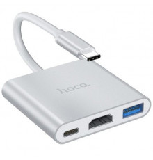 Type-C HUB Hoco HB14 Type-C to USB3.0+HDMI+PD Silver
