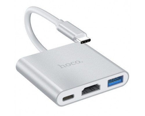 Type-C HUB Hoco HB14 Type-C to USB3.0+HDMI+PD Silver