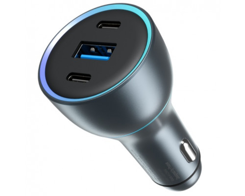 Автомобильное зарядное устройство Proove Super Charge 130W 2 Type-C + USB Metal Gray