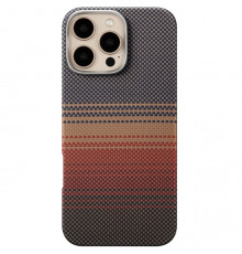 Чехол Carbon Kevlar MagSafe для iPhone 16 Pro Max Sunset Ring Gold