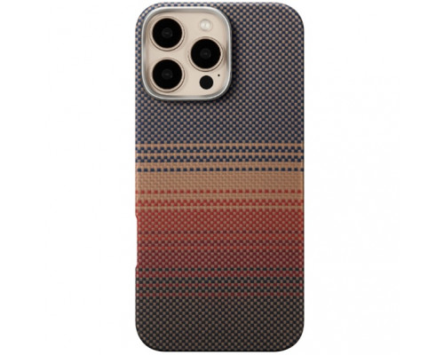 Чехол Carbon Kevlar MagSafe для iPhone 16 Pro Max Sunset Ring Gold