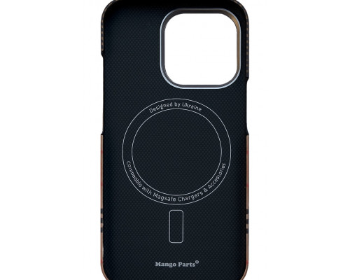 Чехол Carbon Kevlar MagSafe для iPhone 16 Pro Max Sunset Ring Gold