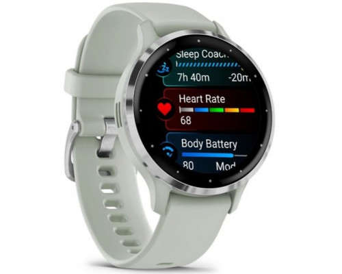 Смарт-часы Garmin Venu 3S Silver Stainless Steel Bezel with Sage Gray Case and Silicone Band (010-02785-01/51)