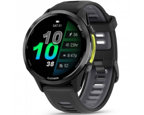 Смарт-часы Garmin Forerunner 970 Carbon Gray DLC Titanium Bezel with Black Case and Black/Transparent White Band (010-02969-00/10/60)
