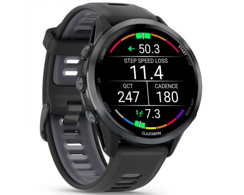 Смарт-часы Garmin Forerunner 970 Carbon Gray DLC Titanium Bezel with Black Case and Black/Transparent White Band (010-02969-00/10/60)