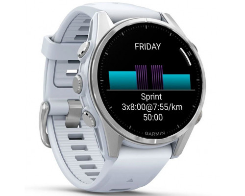 Смарт-часы Garmin Fenix 8 43mm AMOLED Silver Bezel with Whitestone Silicone Band (010-02903-00/06)