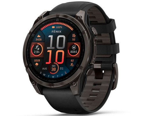 Смарт-часы Garmin Fenix 8 47mm AMOLED Sapphire Carbon Gray DLC Titanium Bezel with Black Silicone Band (010-02904-20/21/29)