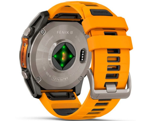 Смарт-часы Garmin Fenix 8 51mm AMOLED Sapphire Titanium Spark Orange/Graphite Silicone Band (010-02905-10/11/53)