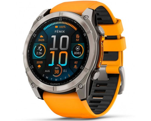 Смарт-часы Garmin Fenix 8 51mm AMOLED Sapphire Titanium Spark Orange/Graphite Silicone Band (010-02905-10/11/53)