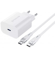 Сетевое зарядное устройство Proove Rapid 30W USB-C + Кабель Type-C to Type-C White (WCRP30012202)