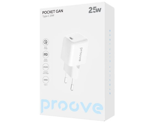 Сетевое зарядное устройство Proove Pocket GaN 25W Type-C White (WCPG25010202)
