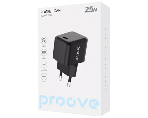 Сетевое зарядное устройство Proove Pocket GaN 25W Type-C Black (WCPG25010201)