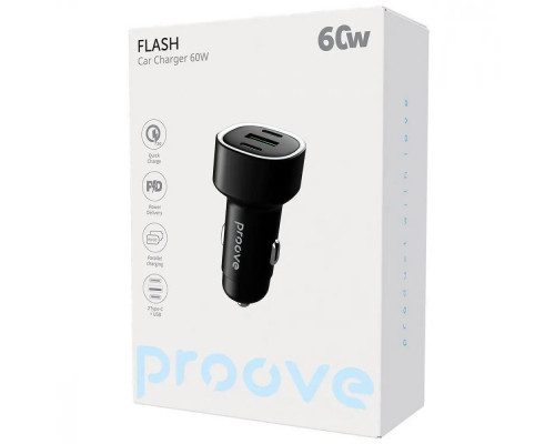 Автомобільний зарядний пристрій Proove Flash 60W 2Type-C+USB Black (CCFL60111201)