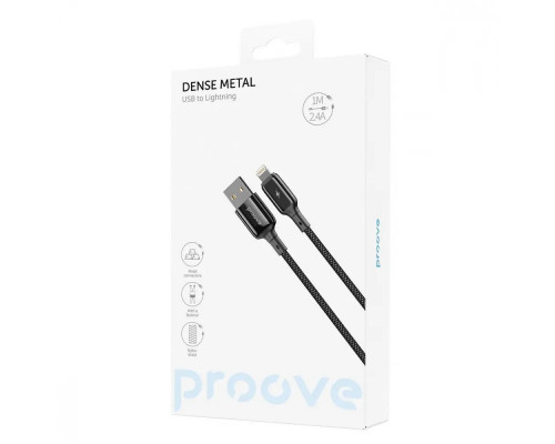 Кабель Proove Dense Metal Lightning 2.4A (1m) Black (CCDM20001101)