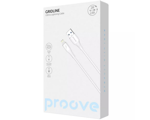 Кабель Proove GridLine Lightning 2.4A (1m) White (CCGL12001102)