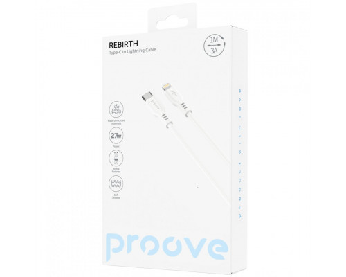 Кабель Proove Rebirth Type-C to Lightning 27W (1m) White (CCRE27002102)