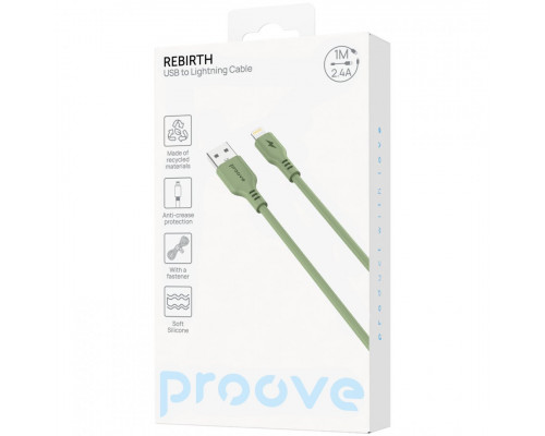 Кабель Proove Rebirth USB to Lightning 2.4A (1m) Green (CCRE12001111)
