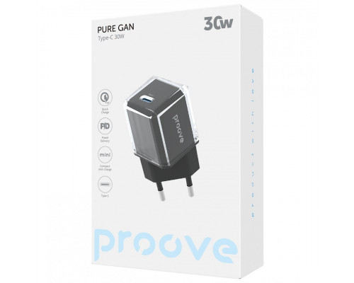 Сетевое зарядное устройство Proove Pure GaN 30W Type-C Black (WCPU30012201)