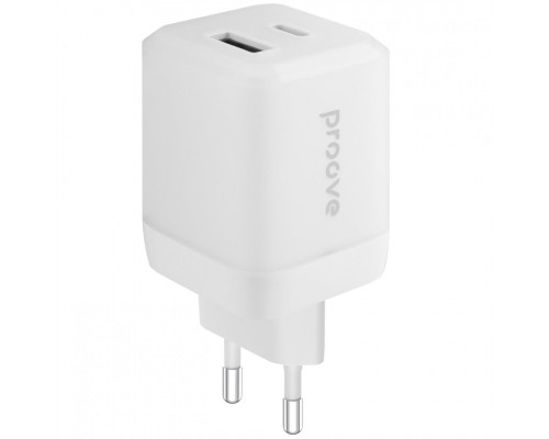 Мережевий зарядний пристрій Proove Pure GaN Plus 30W (Type-C + USB) White (WCPU30111202)