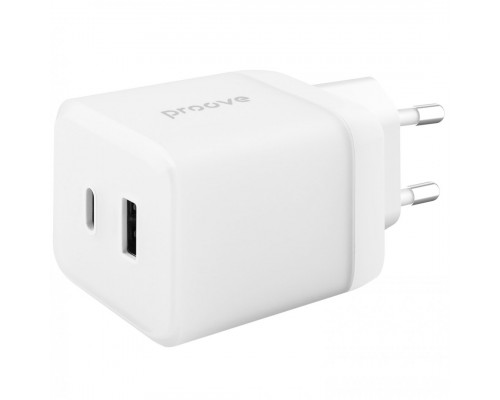 Мережевий зарядний пристрій Proove Pure GaN Plus 30W (Type-C + USB) White (WCPU30111202)