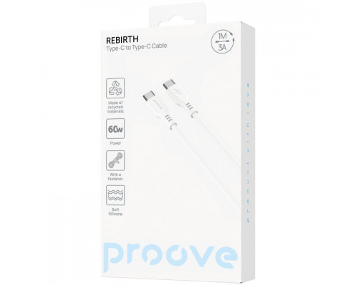 Кабель Proove Rebirth Type-C to Type-C 60W (1m) White (CCRE61002202)