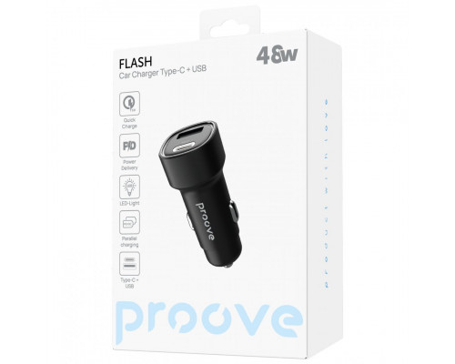 Автомобильное зарядное устройство Proove Flash 48W Type-C+USB Black (CCFL48111201)