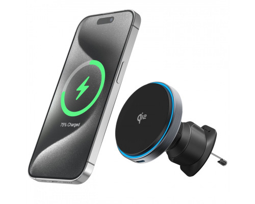Автомобільний тримач з бездротовою зарядкою Proove Titanium Circle Qi2 15W Gray (WHTC15010003)