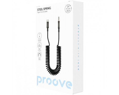 Кабель AUX Proove Steel Spring Type-C to 3.5 (1m) Black (ACSS00005201)