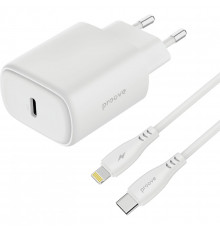 Мережевий зарядний пристрій Proove Silicone Power 2 20W (Type-C) + кабель Type-C to Lightning (1m) White (WCSP22010002)