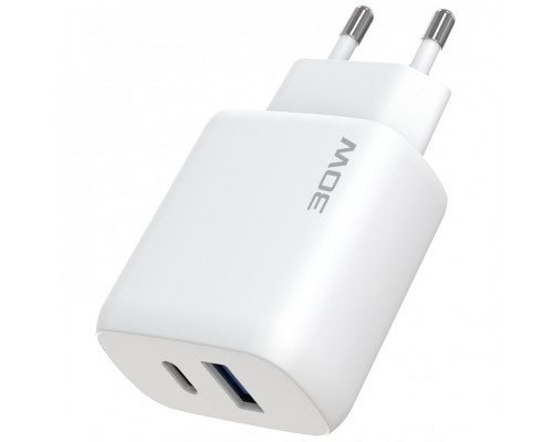 Мережевий зарядний пристрій Proove Silicone Power 2 30W (Type-C + USB) + кабель Type-C to Type-C (1m) White (WCSP23011002)