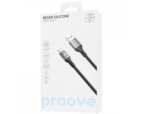 Кабель Proove ReGen Silicone USB to Type-C 3A (1m) Black (CCRS12001102)