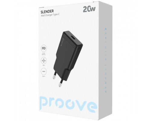 Сетевое зарядное устройство Proove Slender 20W Type-C Black (WCSS20010001)