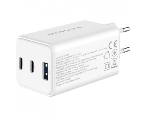 Мережевий зарядний пристрій Proove Pocket GaN 65W (2Type-C + USB) White (WCPG65121202)