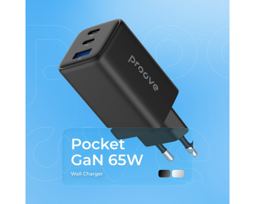 Мережевий зарядний пристрій Proove Pocket GaN 65W (2Type-C + USB) White (WCPG65121202)