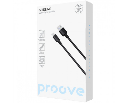 Кабель Proove GridLine USB to Type-C 3A (1m) Black (CCGL15001201)