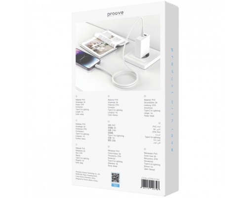 Кабель Proove GridLine Type-C to Lightning 27W (1m) White (CCGL27002102)
