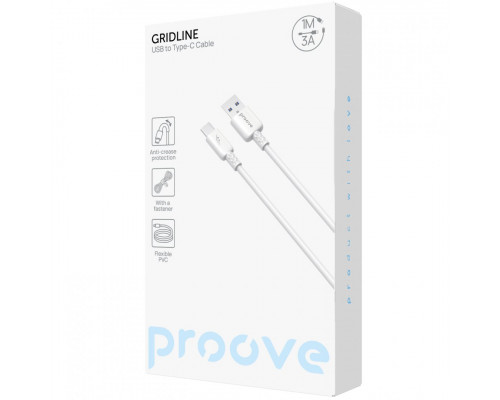 Кабель Proove GridLine USB to Type-C 3A (1m) White (CCGL15001202)