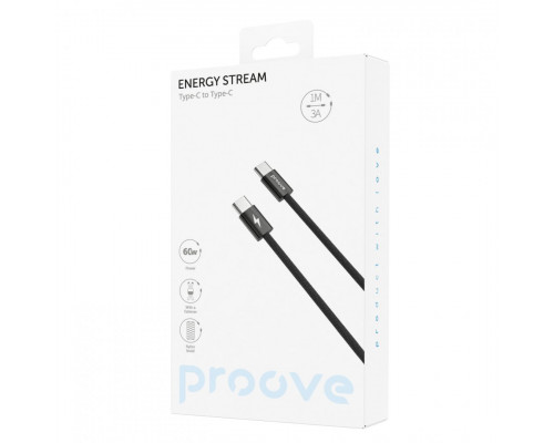 Кабель Proove Energy Stream Type-C to Type-C 60W (1m) Black (CCES60002201)